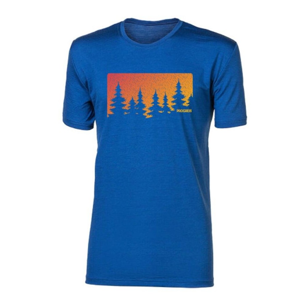 HRUTUR "FOREST" pánské merino triko modrý melír