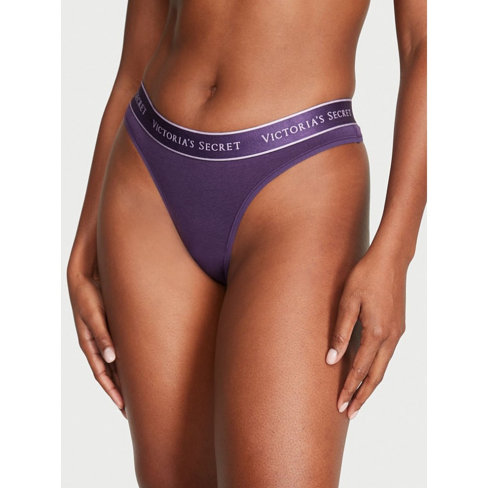 Tanga Victoria's Secret bavlněné tmavě fialové, XL