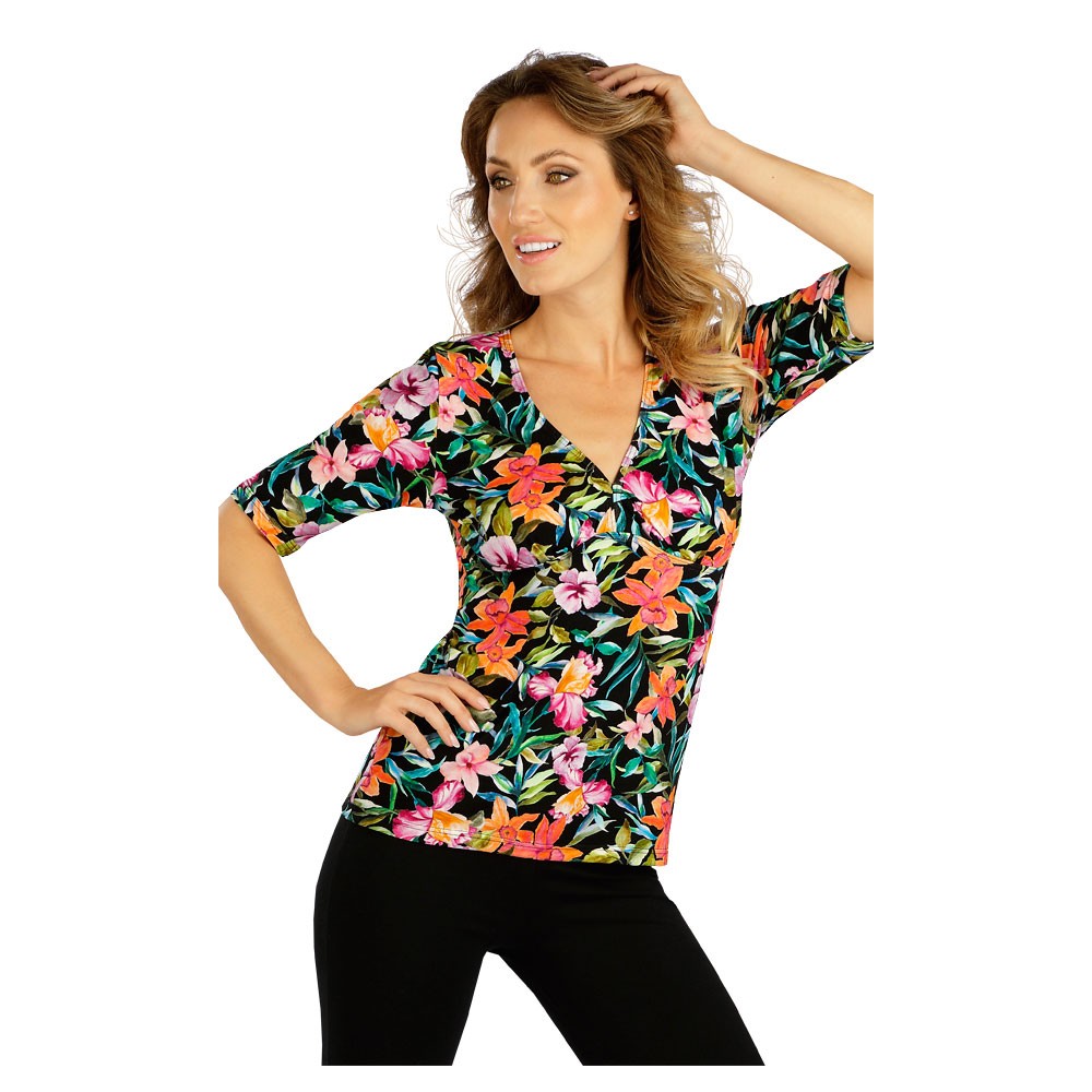 Dámské elastické tričko LITEX květinový vzor