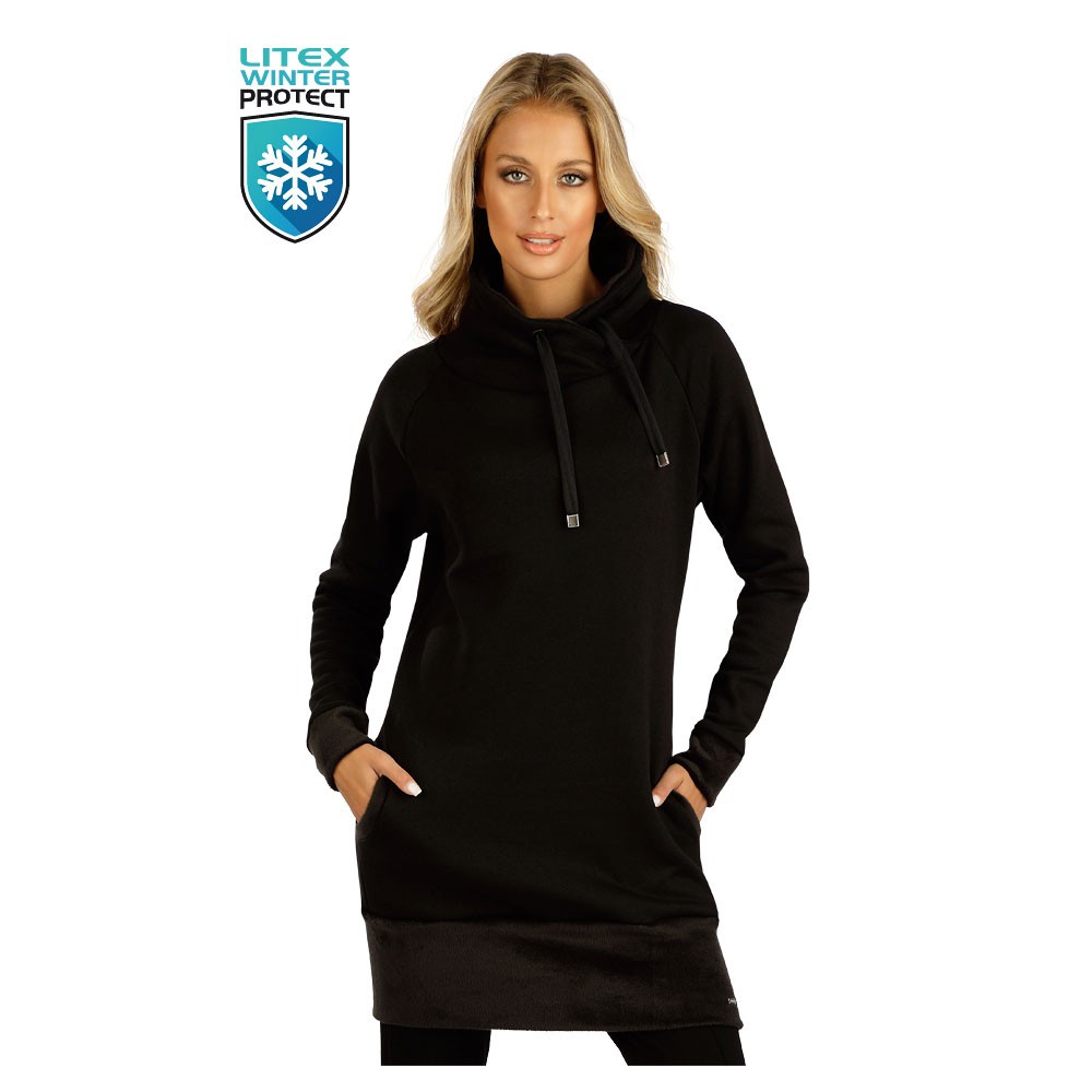 Zimní mikinové šaty LITEX černé zateplené, XL