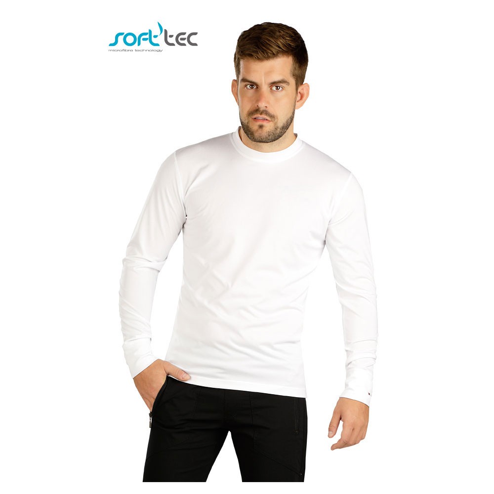 Pánské elastické bílé triko LITEX s dlouhým rukávem