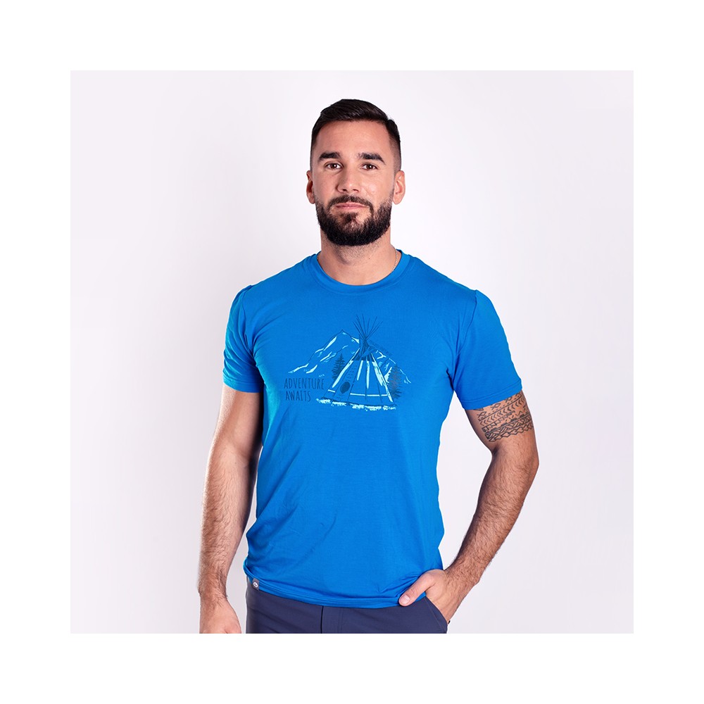 Pánské tričko s bambusem PIONEER "TEEPEE" středně modré