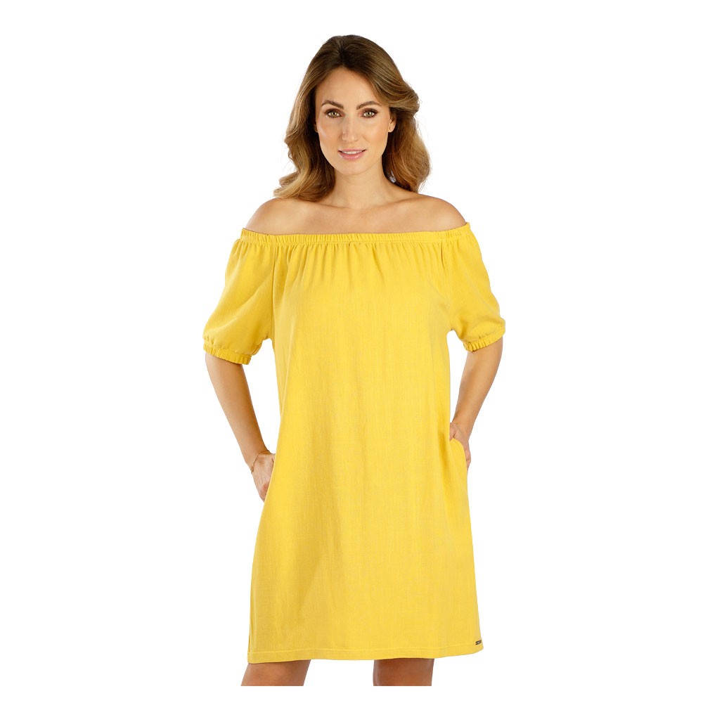 Volnočasové šaty LITEX s kapsami žluté, L