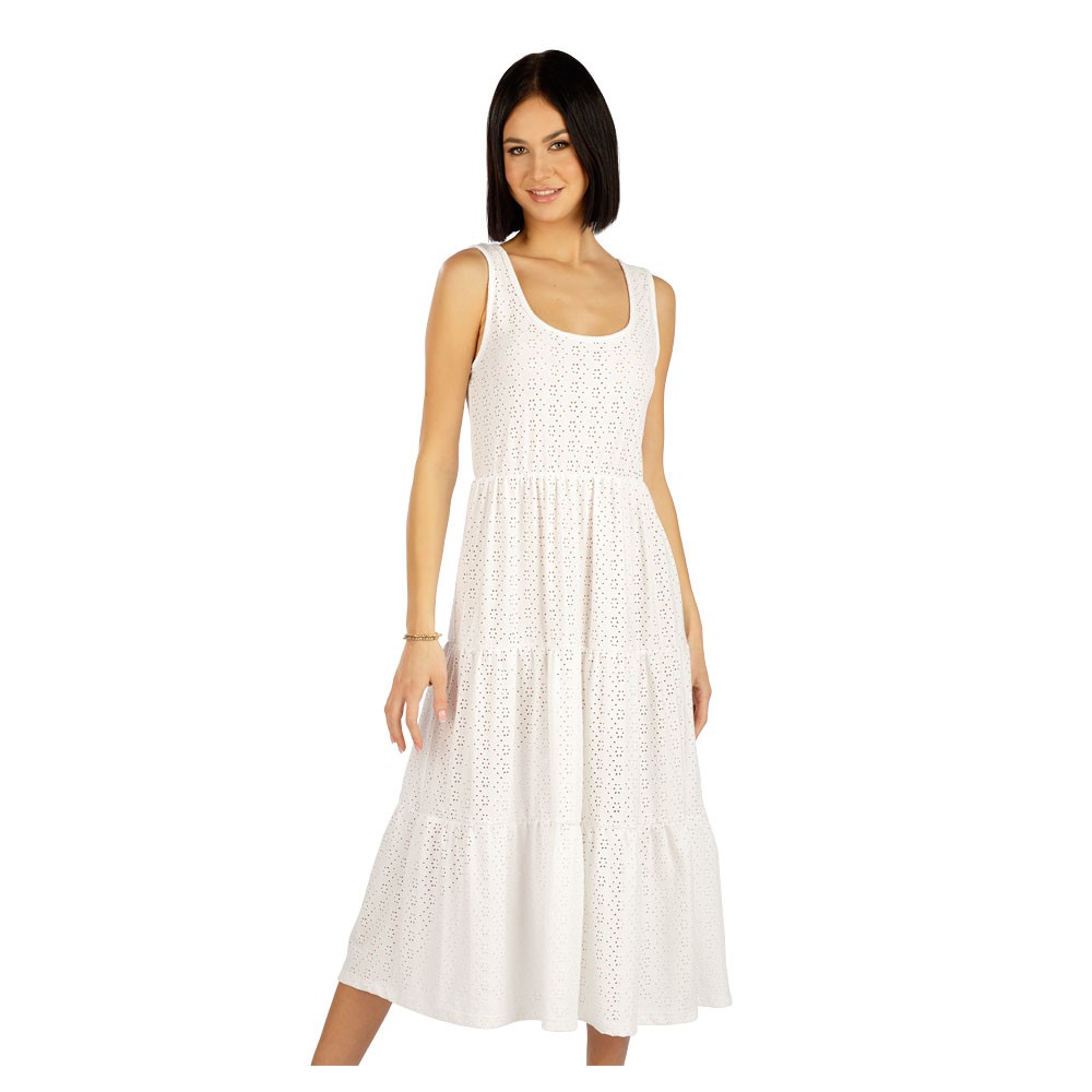 Dlouhé bílé šaty LITEX s kanýry, S