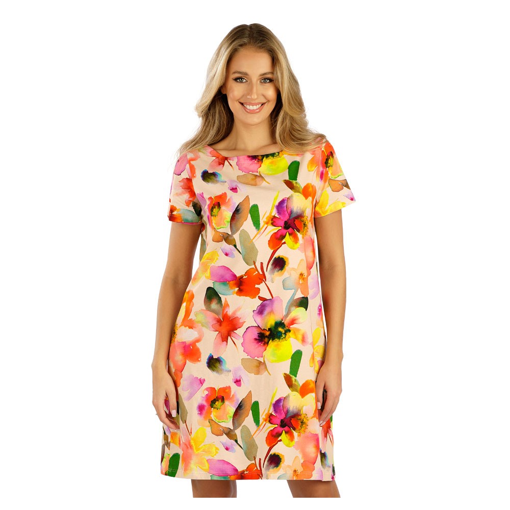 Bavlněné volnější květinové letní šaty LITEX