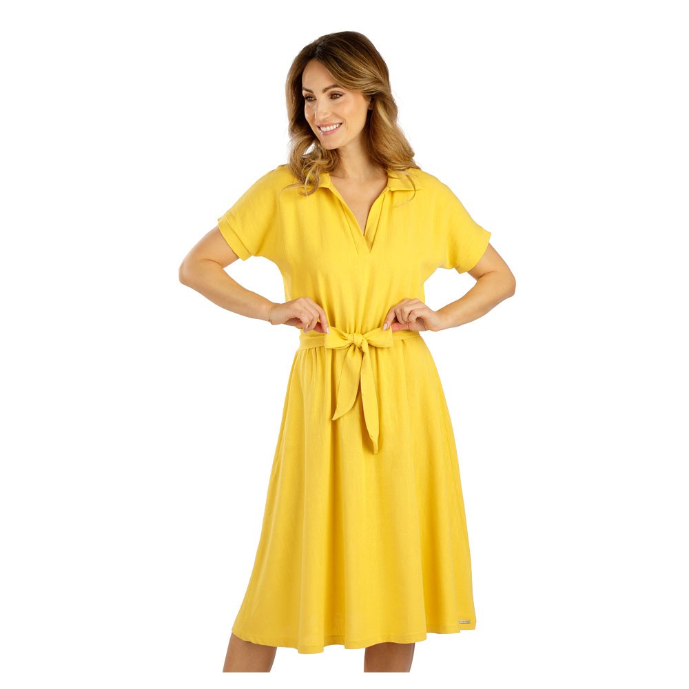 Volné šaty LITEx žluté s páskem