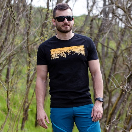 Pánské merino tričko MAOR černý melír Pánské merino tričko MAOR černý melír