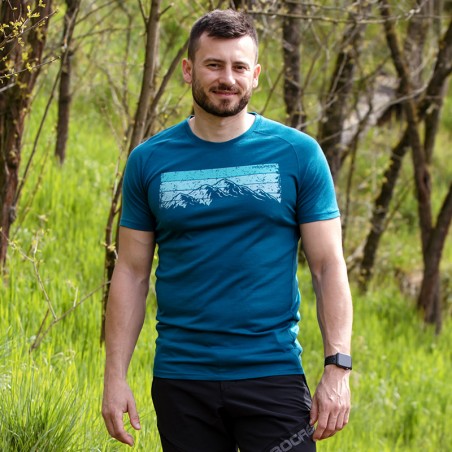 Pánské merino tričko MAOR petrolejový melír Pánské merino tričko MAOR petrolejový melír