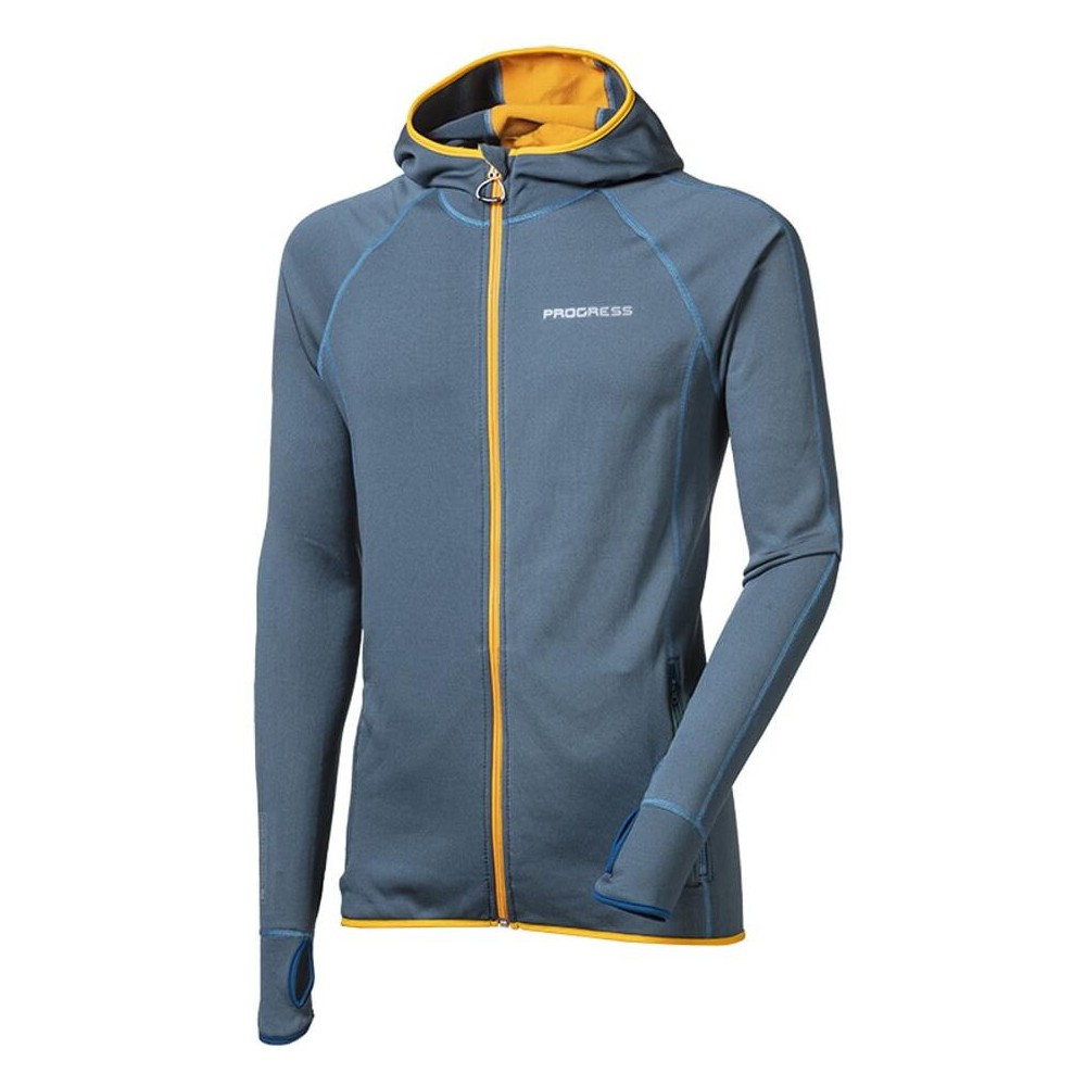 TOREZ HOODY pánská funkční mikina s kapucí modrošedá/kari