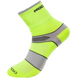 CYCLING HIGH SOX cyklistické ponožky neon žlutá/šedá