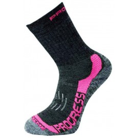 X-TREME zimní turistické ponožky s Merinem tm.šedá/růžová